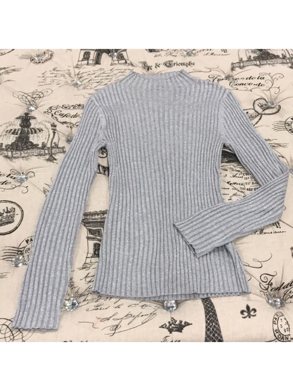 Court & Rowe Metallic Mock Neck Ribbed Sweater - Picture 6 of 6